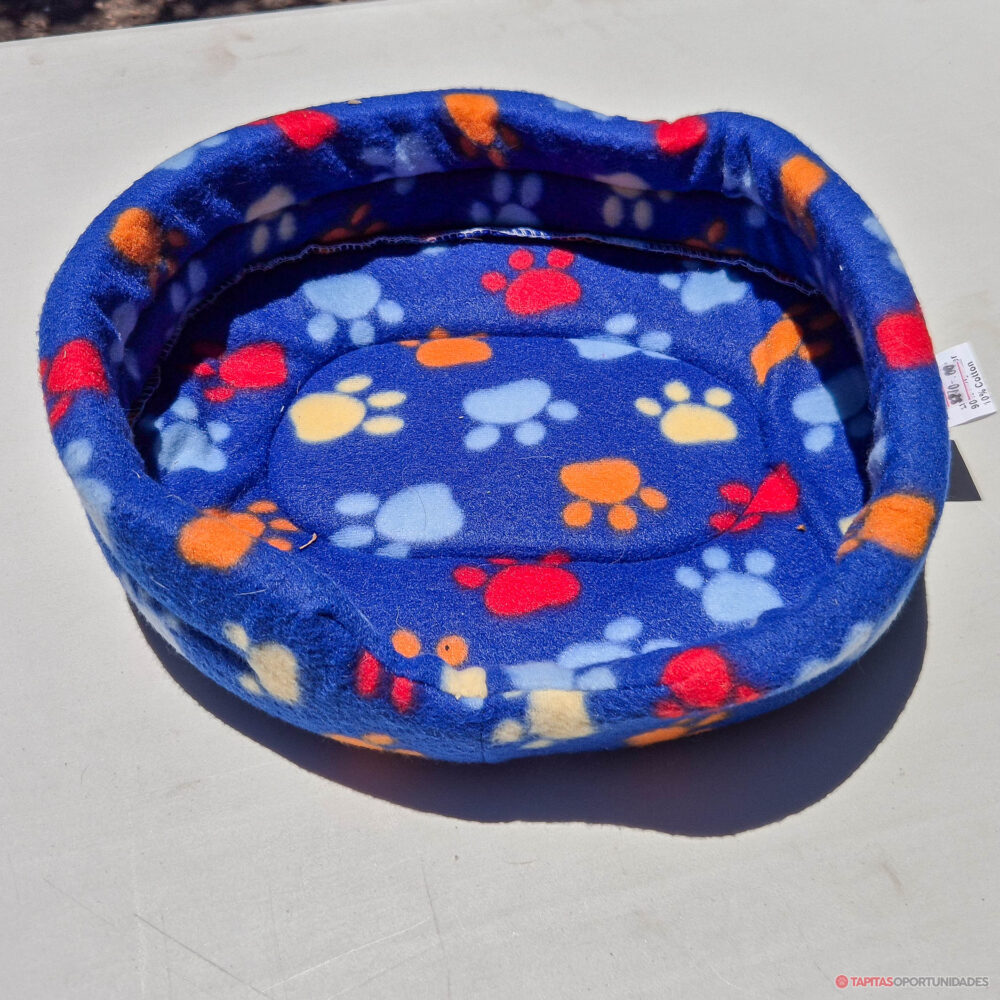 Cama redonda azul estampada - 30 cm